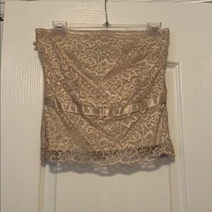 Gold strapless lace top